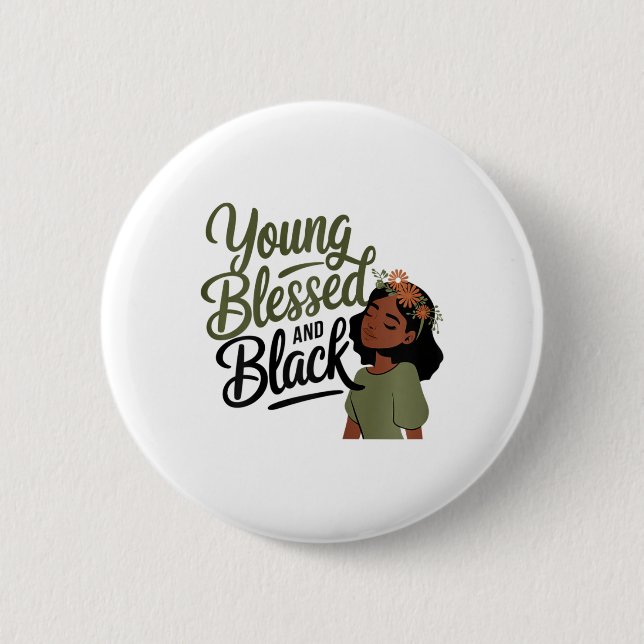 Badge Rond 5 Cm Black History Month Awareness Blessed Black Melani (Devant)