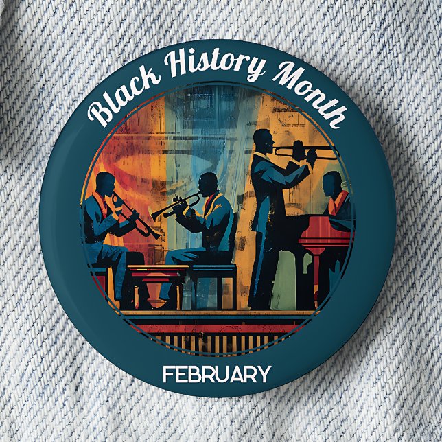 Badge Rond 5 Cm Black History Month Jazz Band Pinback Button (Créateur téléchargé)