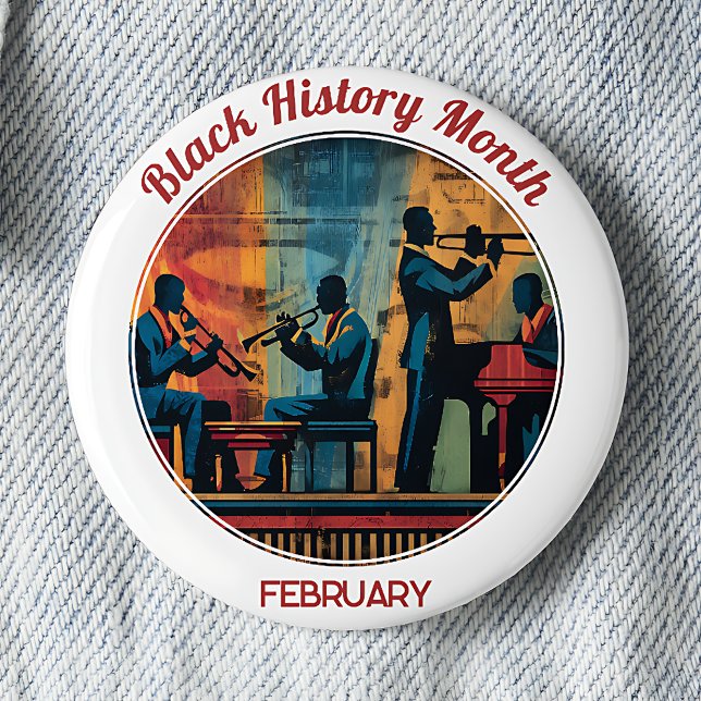 Badge Rond 5 Cm Black History Month Jazz Band Pinback Button (Créateur téléchargé)