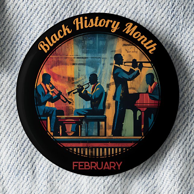 Badge Rond 5 Cm Black History Month Jazz Band Pinback Button (Créateur téléchargé)