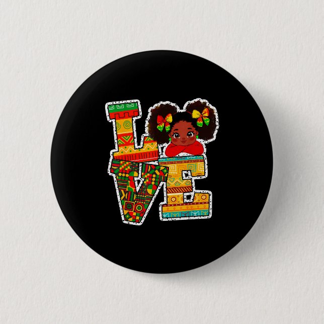 Badge Rond 5 Cm Black History Month Love Afro Toddler Girls Americ (Devant)