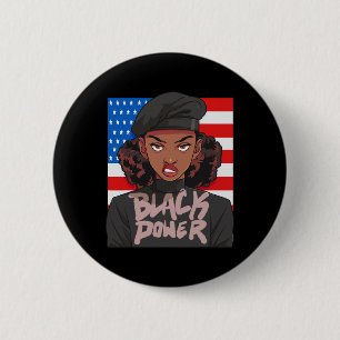 Badge Rond 5 Cm Black History Moth Panther Party Afran Hair Usa Pa