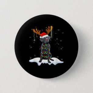Badge Rond 5 Cm Black Lab Labrador Christmas Tree Light Pyjama Chi