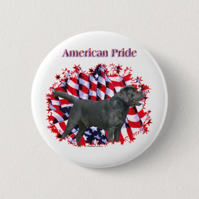 Badge Rond 5 Cm Black Labrador Pride - Bouton (Devant)