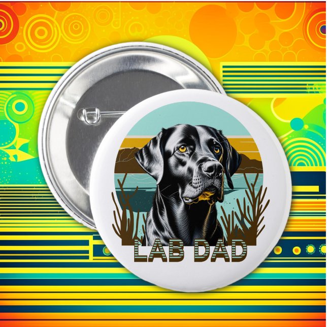 Badge Rond 5 Cm Black Labrador Retriever | Lab Papa (Créateur téléchargé)