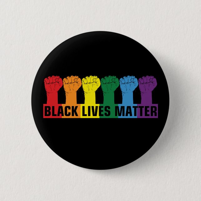 Badge Rond 5 Cm Black Lives Matt _ BLM Rainbow (Devant)