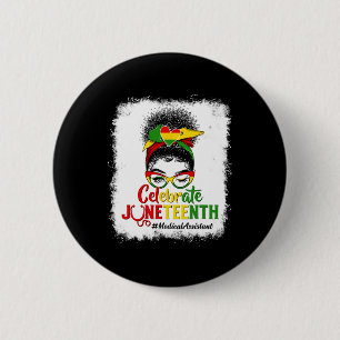 Badge Rond 5 Cm Black Médicale Istant Messy Bun Celebrate Juneteen