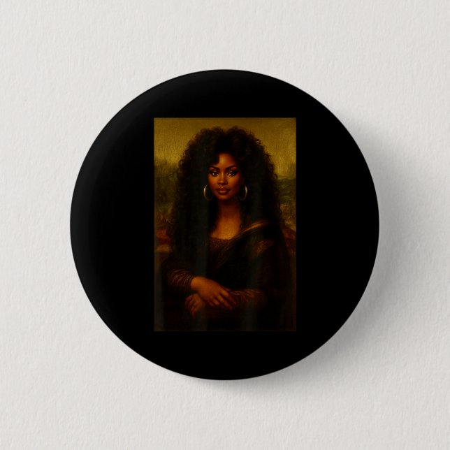 Badge Rond 5 Cm Black Mona Lisa Afro African American Melanin Blac (Devant)