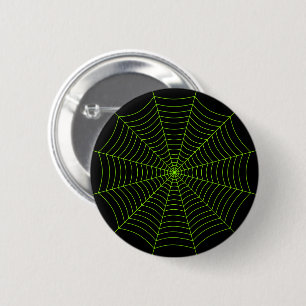 Badge Rond 5 Cm Black neon vert toile d'araignée Halloween motif