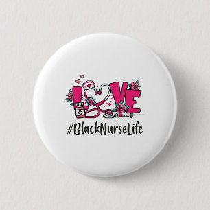 Badge Rond 5 Cm Black Nurse Love Valentine Day mignonne Femmes Hea