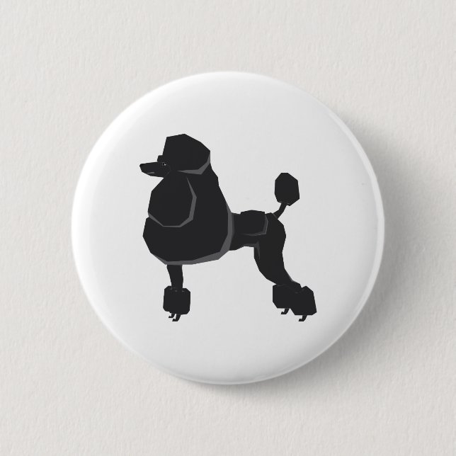 Badge Rond 5 Cm Black Poodle (Devant)