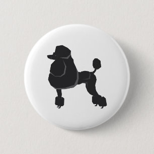 Badge Rond 5 Cm Black Poodle