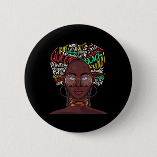 Badge Rond 5 Cm Black Queen for Women African American Natural Afr