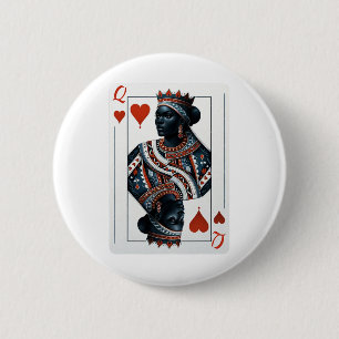 Badge Rond 5 Cm Black Queen Of Hearts Card Deck Jeu Fier Black W