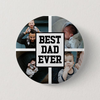 Badge Rond 5 Cm Black White Best Dad Ever Custom Photo Picture