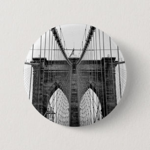 Badge Rond 5 Cm Black White Brooklyn Bridge New York