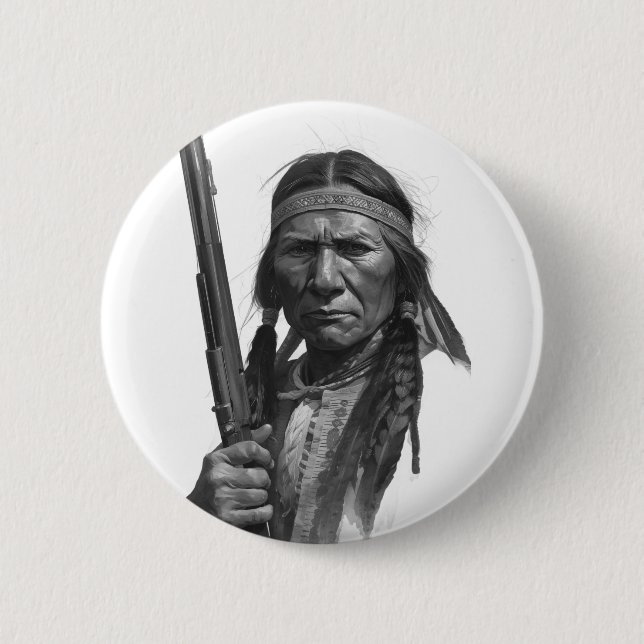 Badge Rond 5 Cm Black & White Geronimo (Devant)