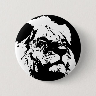 Badge Rond 5 Cm Black & white lion pop art