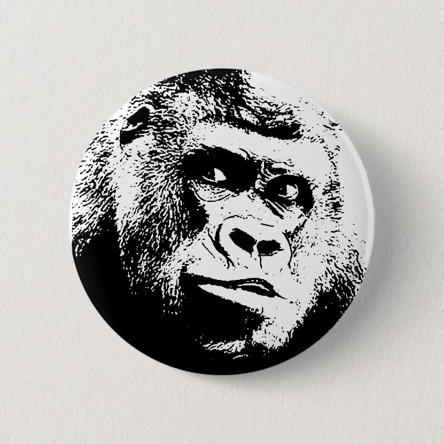 Badge Rond 5 Cm Black White Pop Art Gorilla (Devant)