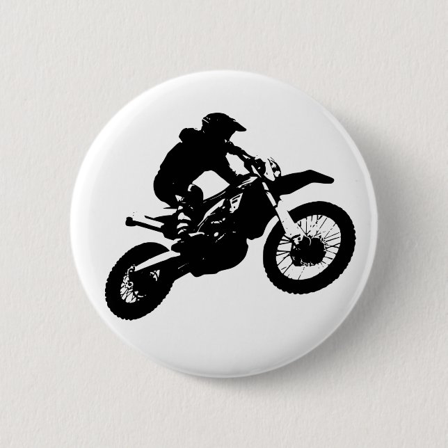Badge Rond 5 Cm Black White Pop Art Motocross Motorcyle Sport (Devant)