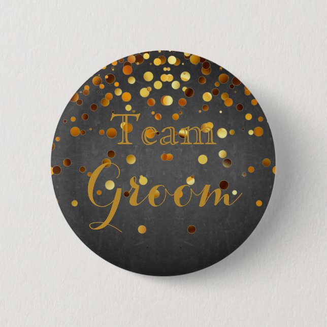 Badge Rond 5 Cm Blackboard Gold Parties scintillant Foil Mariage T (Devant)