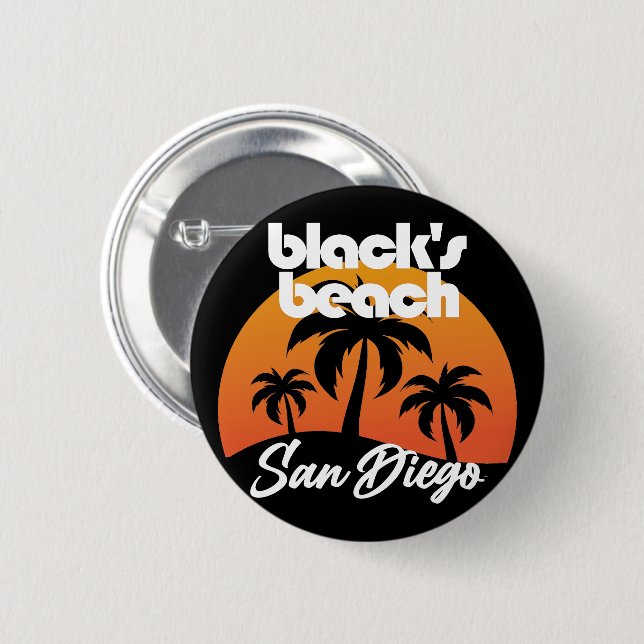 Badge Rond 5 Cm Black's Beach, San Diego (Devant & derrière)