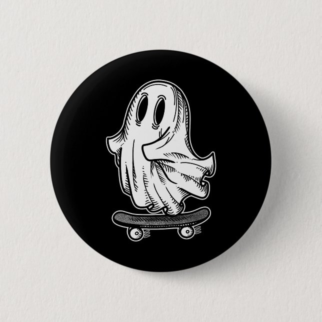 Badge Rond 5 Cm Blackwork de skate de fantôme (Devant)