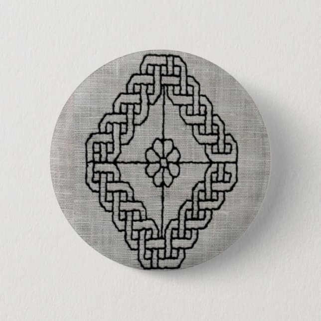 Badge Rond 5 Cm Blackwork embroidery button (Devant)
