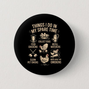 Badge Rond 5 Cm Blague de ferme de poulet de cour drôle Humour ama