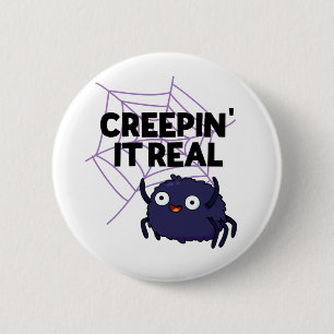 Badge Rond 5 Cm Blague d'Halloween Drôle de Pun Araignée qui Fait