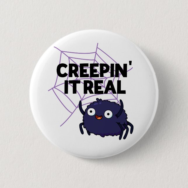 Badge Rond 5 Cm Blague d'Halloween Drôle de Pun Araignée qui Fait  (Devant)