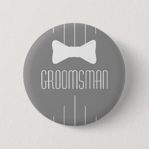 Badge Rond 5 Cm Blanc Bowtie de Groomsman