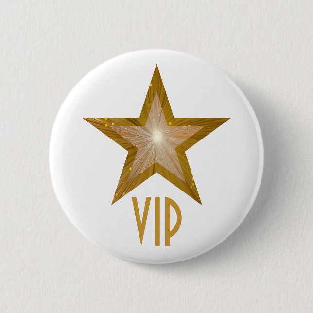 Badge Rond 5 Cm Blanc de bouton de l'étoile "VIP" de "or" (Devant)
