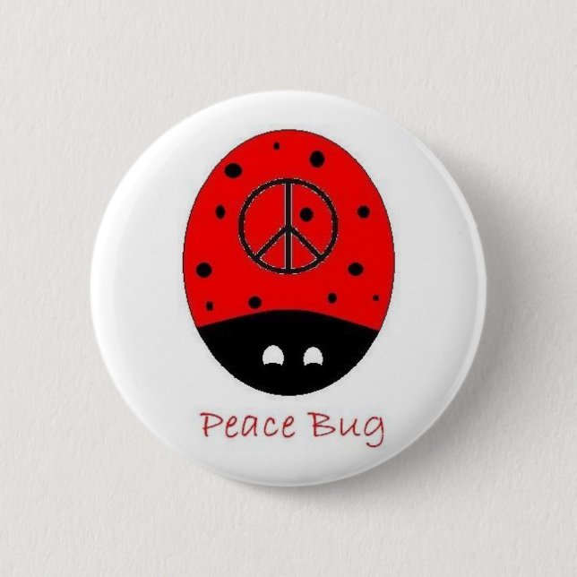 Badge Rond 5 Cm blanc de bouton d'insecte de paix (Devant)