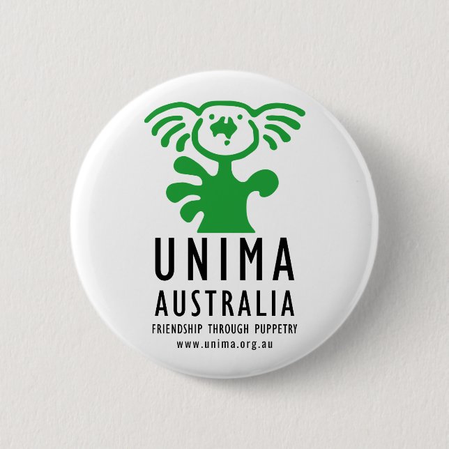 Badge Rond 5 Cm BLANC d'insigne d'UNIMA Australie (Devant)