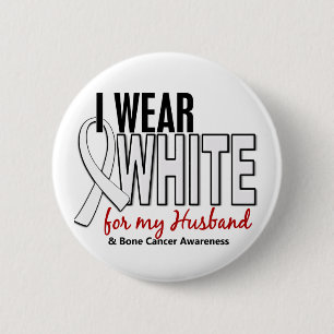 Badge Rond 5 Cm Blanc d'usage du cancer de l'os I pour mon mari 10