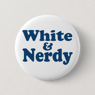 Badge Rond 5 Cm Blanc et Nerdy