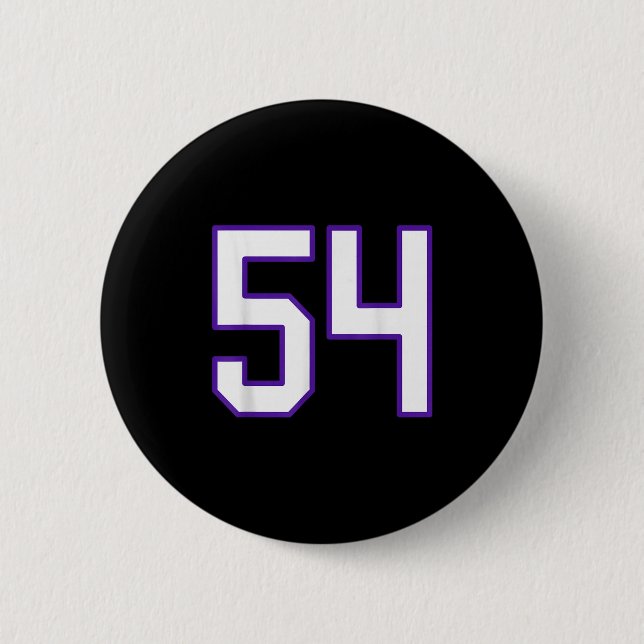 Badge Rond 5 Cm Blanc Et Violet Numéro 54 Joueur Jersey Uniforme # (Devant)