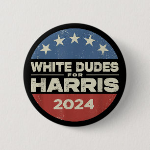 Badge Rond 5 Cm Blancs Pour Harris Kamala 2024