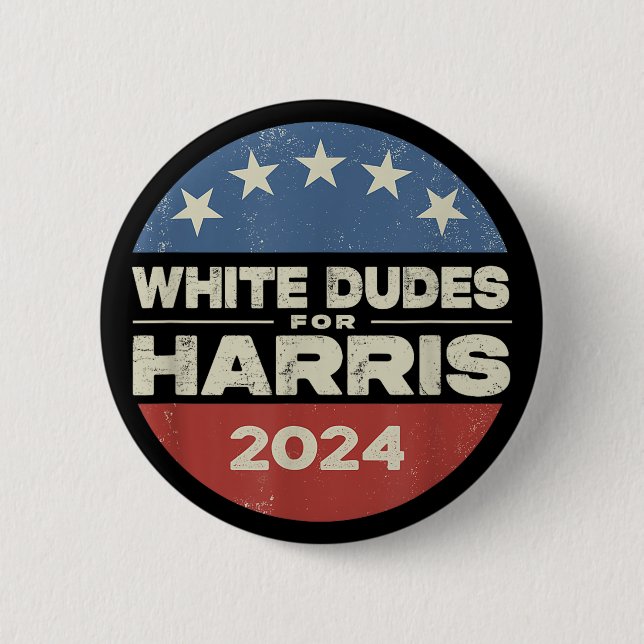 Badge Rond 5 Cm Blancs Pour Harris Kamala 2024 (Devant)