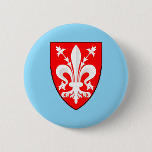 Badge Rond 5 Cm Blason de Florence Lys rouge de Florence