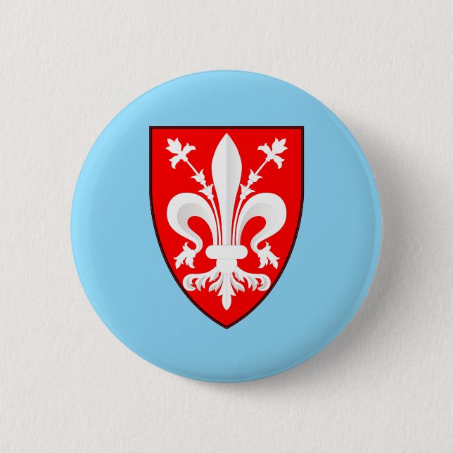Badge Rond 5 Cm Blason de Florence Lys rouge de Florence (Devant)