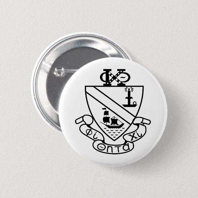 Badge Rond 5 Cm Blason de Phi Chi Theta | N&B (Devant & derrière)
