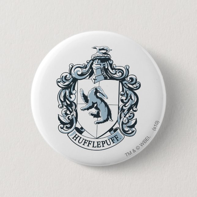 Badge Rond 5 Cm Blason de Poufsouffle Bleu (Devant)