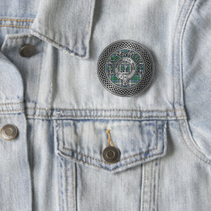 Badge Rond 5 Cm Blason et nœud tartan du clan MacDowall