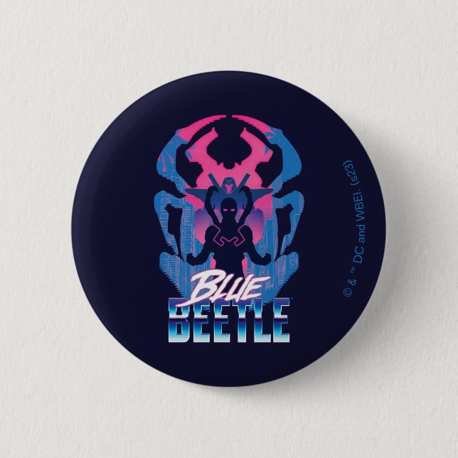 Badge Rond 5 Cm Bleu Beetle Rétrowave contre graphique (Devant)