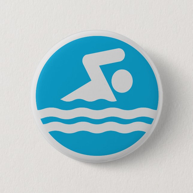 Badge Rond 5 Cm Bleu & Blanc Baignade & Plongée Baignade Décal (Devant)
