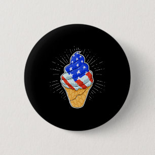 Badge Rond 5 Cm Bleu blanc rouge glaces cône 4 juillet Indépendanc