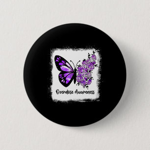 Badge Rond 5 Cm Bleu Bleu Papillon pourpre Ruban Overdose Aw