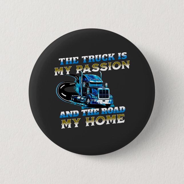 Badge Rond 5 Cm Bleu Camion Speed Road Passion Home Conception du  (Devant)